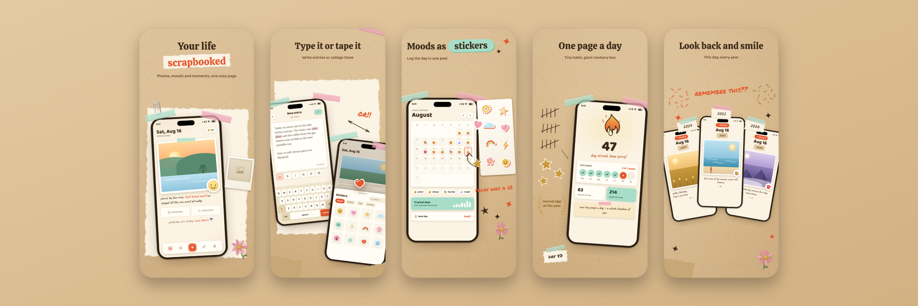 Paper, tape, and sticker inspired journaling screenshot template