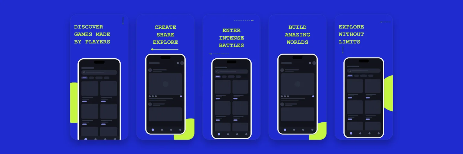 A colorful screenshot set for a gaming app