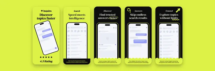 Inquira App Store screenshot template preview